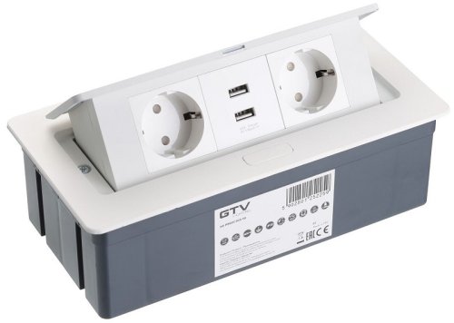 Розетка встраиваемая полуавтоматическая GTV 2-м.+2xUSB 240х120х73мм белый картинка